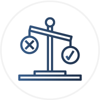 good and bad legal scale icon